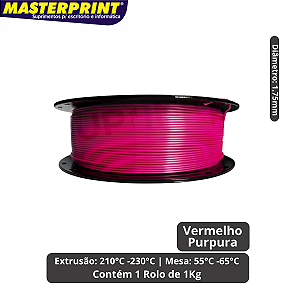 Filamento 3D - PLA SILK Vermelho Purpura - Rolo 1KG (1.75mm)