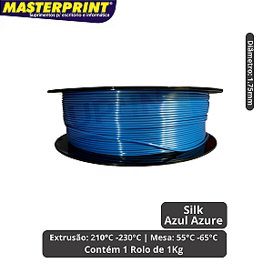 Filamento 3D - PLA SILK Azul Azure - Rolo 1KG (1.75mm)