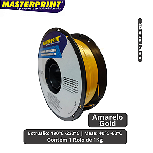 Filamento 3D - PLA Amarelo Gold - Rolo 1KG (1.75mm)