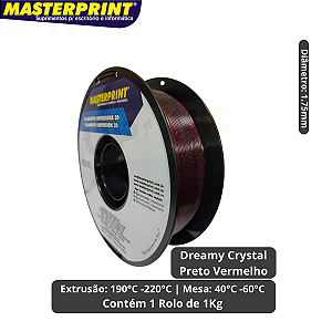 Filamento 3D - PLA Dreamy Crystal Preto/Vermelho 1KG (1.75mm)
