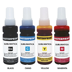 Kit Colorido de Tinta Sublimatica para Impressoras Inkjet Black + Ciano + Magenta + Yellow
