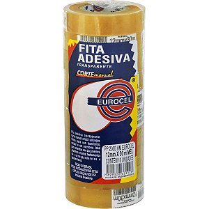 Fita Adesiva PP 2000 12MMX30M Transparente - PCT.C/10 - Eurocel