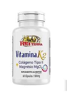 Vitamina K2 + Colágeno Tipo 2 + Magnésio MCI2 – Saúde Óssea e Articular – 60 Cápsulas de 500mg