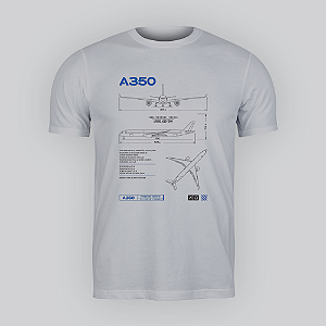 Camiseta Desenho técnico A350 - Aviões e Músicas