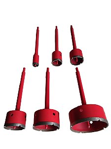 kit de serra copo diamantada com haste 6 peças Fertak.