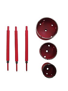 kit de serra copo diamantada com haste 3 peças Fertak.