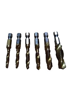 Jogo de machos-brocas espiral 3 a 10mm 6 peças Steels Tools.