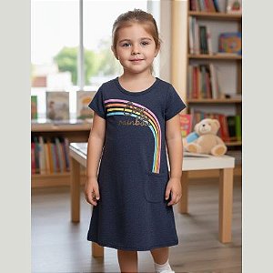 Vestido Moletinho Infantil Arco- Íris Kely Kety