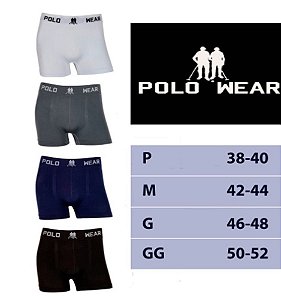 Kit com 4 Cuecas Boxer Poliéster Elastano Polo Wear