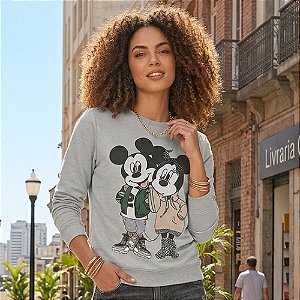 Blusa de Moletom Flanelada Fechada Cativa Disney Mickey & Minnie