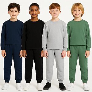 Calça Infantil Menino Moletom C/Punho Lisa  Rei Rex Do 1 ao 3
