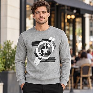 Blusa de Moletom Masculina Flanelada Fechada Cativa Marvel