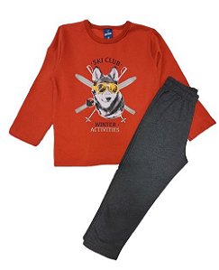 Conjunto Moletom Peluciado Infantil Masculino Ski Club Rei Rex