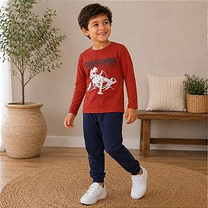 Conjunto Moletom Peluciado Infantil Discover Rei Rex