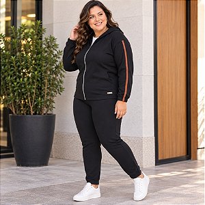 Jaqueta Feminina Plus Size Moleton Zíper Capuz - Cereja Rosa