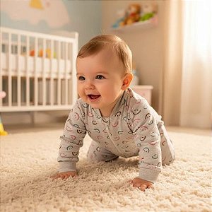 Macacão em Moletom Estampado Bebê Menina Kely Kety