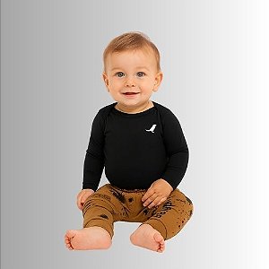 Conjunto Manga Longa  Bebê Body Rei Rex