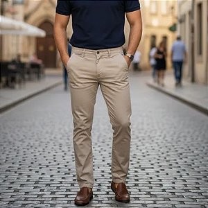Calça Masculina Slim em Sarja com  Elastano Malwee