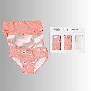 Kit de Calcinhas Infantil 3 Peças Sortidas Malwee Kids