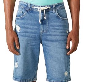 Bermuda Jeans Masculina Cadarço Frontal Malwee