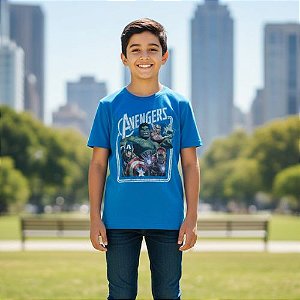 Camiseta Infantil Estampa Vingadores Manga Curta Marvel
