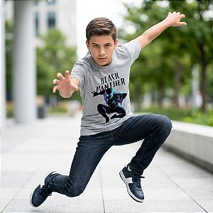 Camiseta Infantil Estampa Pantera Negra Manga Curta Marvel