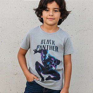 Camiseta Infantil Estampa Pantera Negra Manga Curta Marvel