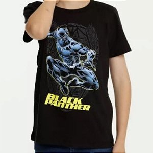 Camiseta Infantil Estampa Pantera Negra Manga Curta Marvel