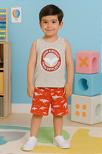 Conjunto Bebê Baleia Regata e Bermuda Romitex