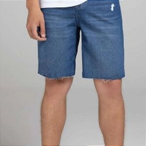 Bermuda Jeans Masculina Com Puídos Enfim