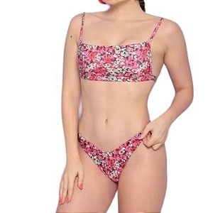 Biquíni Top Com Tanga Floral Dupla Face - Enfim