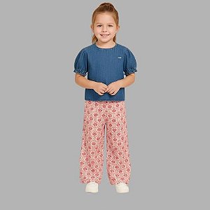 Conjunto Menina Calça e Camisa Jeans Carinhoso