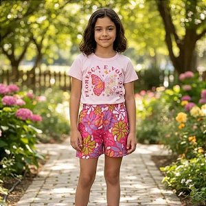Conjunto Curto Infantil Menina Blusa e Shorts-Kely & Kety
