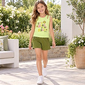 Conjunto Menina Regata com Recorte Cut Out e Shorts - Kely & Kety