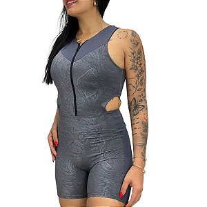 Macacão Fitness Curto Feminino Texturizado - Enfim