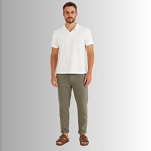 Camisa Polo Off white  Masculina Manga Curta Hering