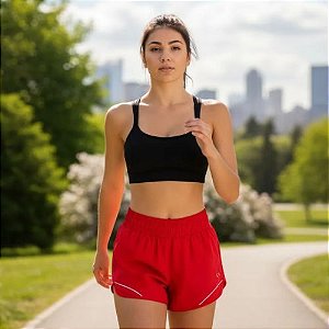 Shorts  de Treino Feminino com Recorte Lateral  Enfim Active