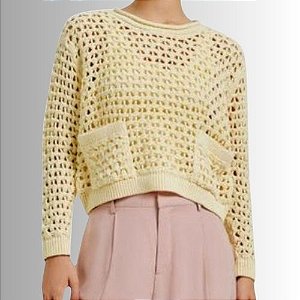 Blusa Manga Longa em Tricô e Bolsos - Hering
