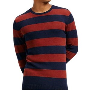 Suéter Masculino Listrado Gola Redonda- Hering