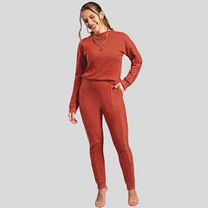 Conjunto Feminino Estiloso Blusa e Calça Jogger-  Gris Cativa