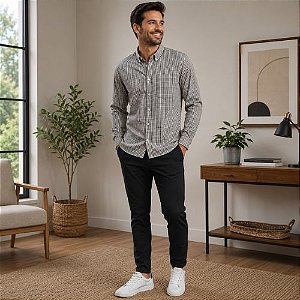 Camisa Masculina Manga Longa Xadrez Slim Hering
