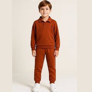Conjunto Moletom Infantil Masculino Inverno Gola Polo – Sem Bolso Rei Rex