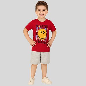Conjunto Infantil  Emoji Menino Camiseta e  Shorts  Rei Rex
