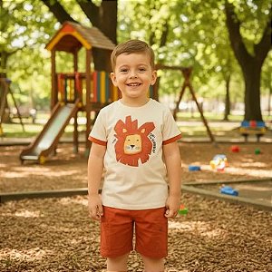 Conjunto Infantil Leão Estampa Divertida + Shorts Malwee Kids