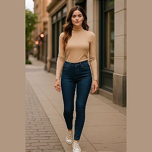 Calça Jeans Feminina Skinny Azul Escuro – Cintura Média Malwee