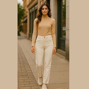 Calça Jeans Feminina Mom Off Yellow – Cintura Alta  Malwee