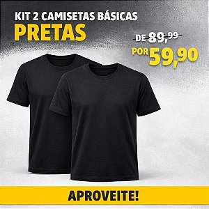 Kit Com 2 Camisetas Masculinas Básicas  Preto Hering