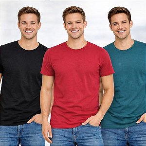 Kit 03 Camisetas Regular Sortidas Gola Careca Masculina -Hering