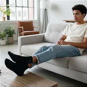 Kit 12 Pares Meias Pretas Cano Curto Unissex Rafa Parize