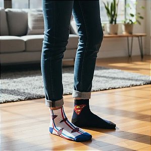 Kit 2 Pares de Meias 23/27 Kids Cano Curto Super Homem